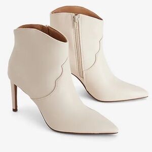 Express Pointed Toe Thin Heeled Booties White Western Boots Size 8